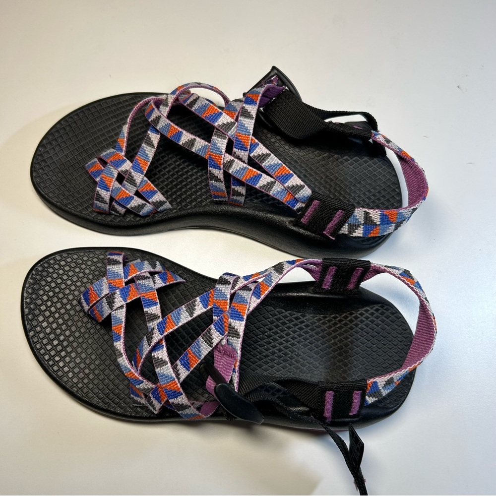 Chaco ZX2 Women's 5 Classic Blue Orange Gray Toe Loop Strap 'Camper Purple'